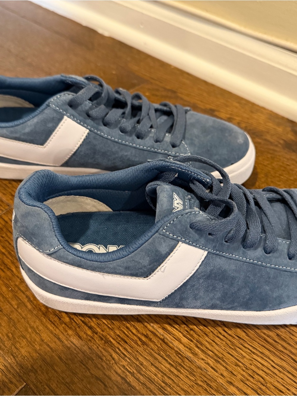 Pony Sneakers Women size 9 - Blue Suede Low-Top Sneakers with White Accent